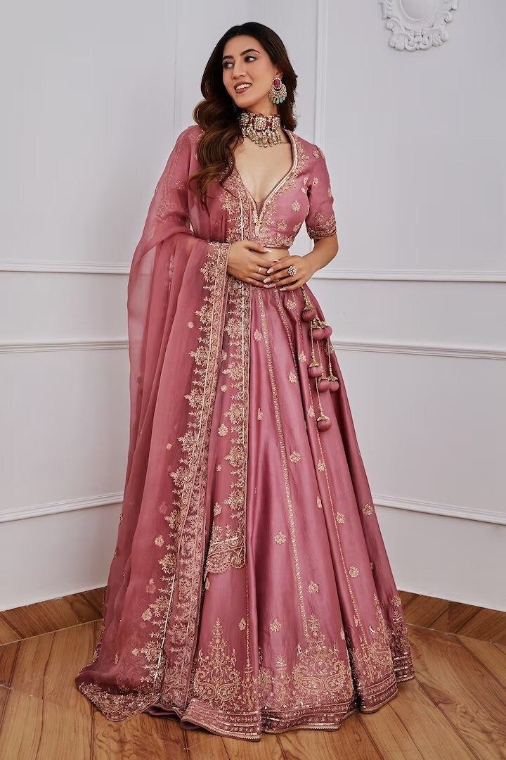 Chaniya Choli Georgette Lehenga For Women - Ready To Wear Indian Ethnic Dress - Wedding Bridal Gift For Her - Bridal Wear lahenga in usa